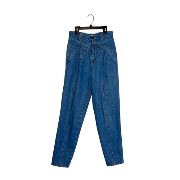 Styles To Go vintage 100% cotton high waisted pleated blue jeans size 8 - Picture 13 of 13